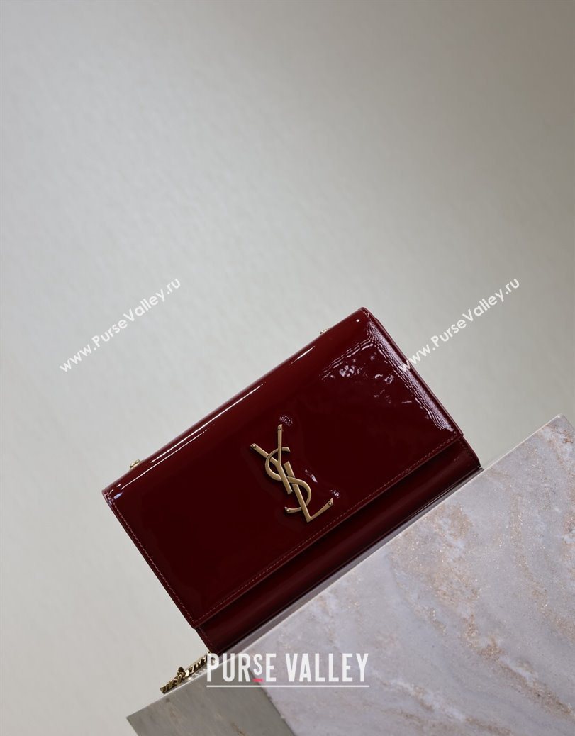 Saint Laurent Kate Medium Chain Bag in Patent Leather 364021 Dark Burgundy 2025 (YY-250801112)