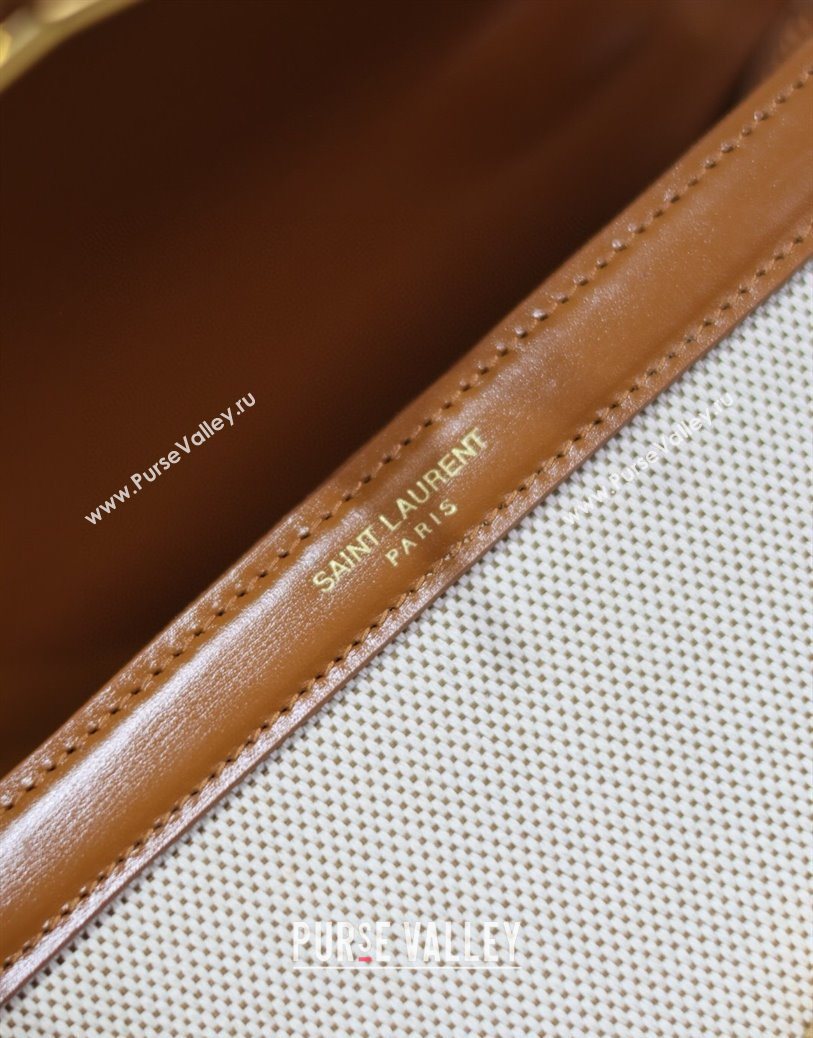 Saint Laurent Cassandre Mini Bag in Cotton Linen and Leather 2025 602716 (YY-250801087)