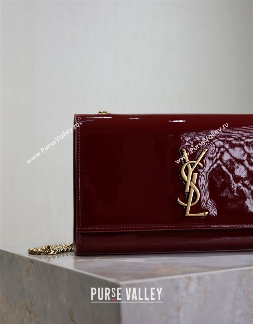 Saint Laurent Kate Medium Chain Bag in Patent Leather 364021 Dark Burgundy 2025 (YY-250801112)