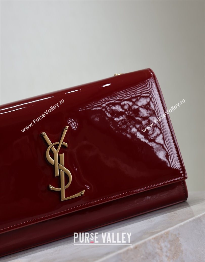 Saint Laurent Kate Medium Chain Bag in Patent Leather 364021 Dark Burgundy 2025 (YY-250801112)