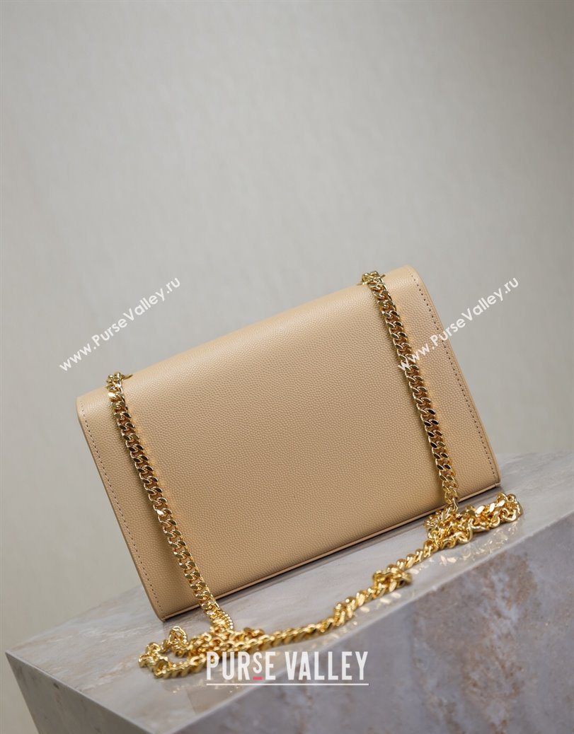 Saint Laurent Kate Small Chain Bag in Grained Leather 469390 Apricot 2025 (YY-250801107)
