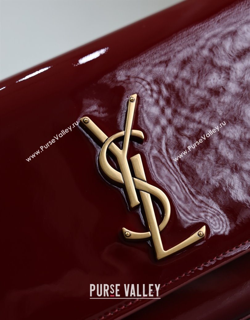 Saint Laurent Kate Medium Chain Bag in Patent Leather 364021 Dark Burgundy 2025 (YY-250801112)