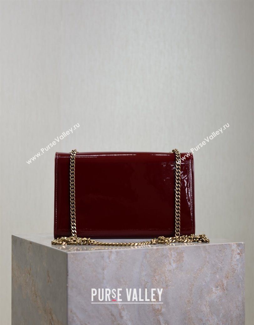 Saint Laurent Kate Medium Chain Bag in Patent Leather 364021 Dark Burgundy 2025 (YY-250801112)
