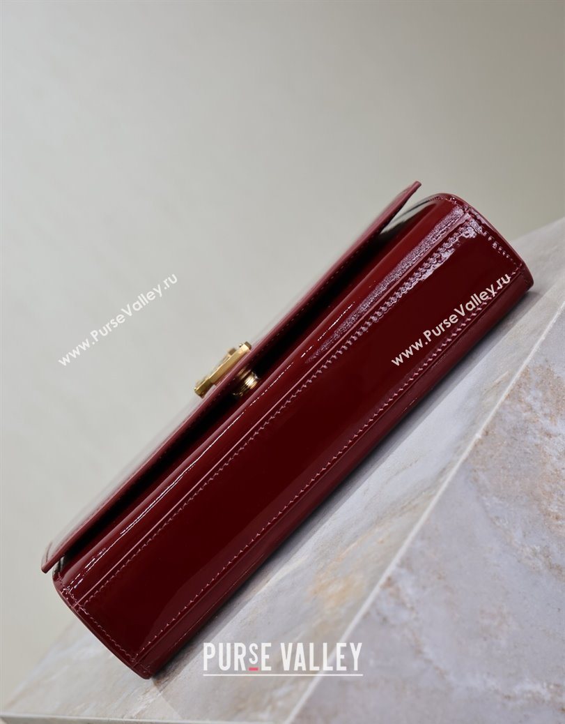 Saint Laurent Kate Medium Chain Bag in Patent Leather 364021 Dark Burgundy 2025 (YY-250801112)