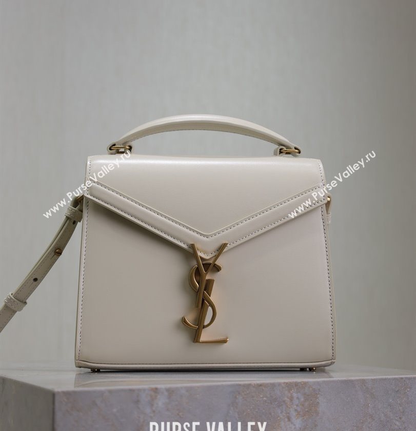 Saint Laurent Cassandre Mini Bag in Box Leather White 2025 602716 (YY-250801093)