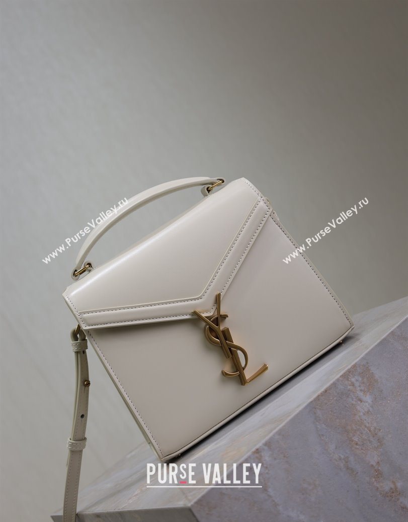 Saint Laurent Cassandre Mini Bag in Box Leather White 2025 602716 (YY-250801093)