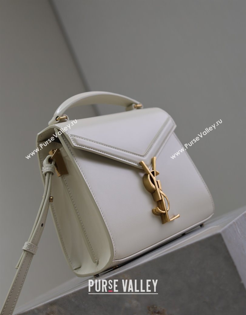 Saint Laurent Cassandre Mini Bag in Box Leather White 2025 602716 (YY-250801093)