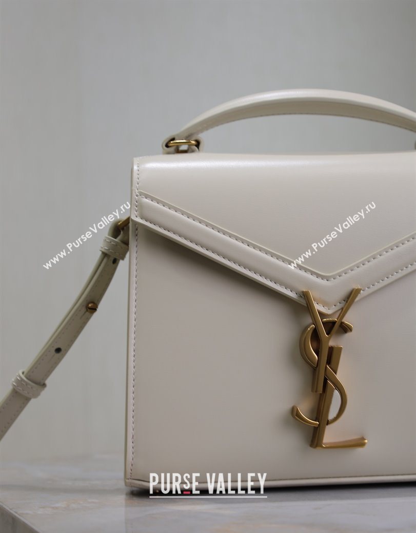 Saint Laurent Cassandre Mini Bag in Box Leather White 2025 602716 (YY-250801093)