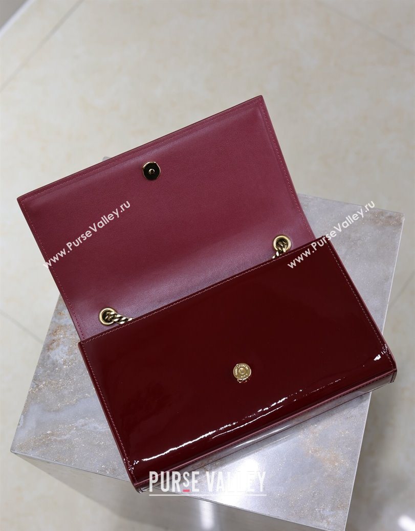 Saint Laurent Kate Medium Chain Bag in Patent Leather 364021 Dark Burgundy 2025 (YY-250801112)