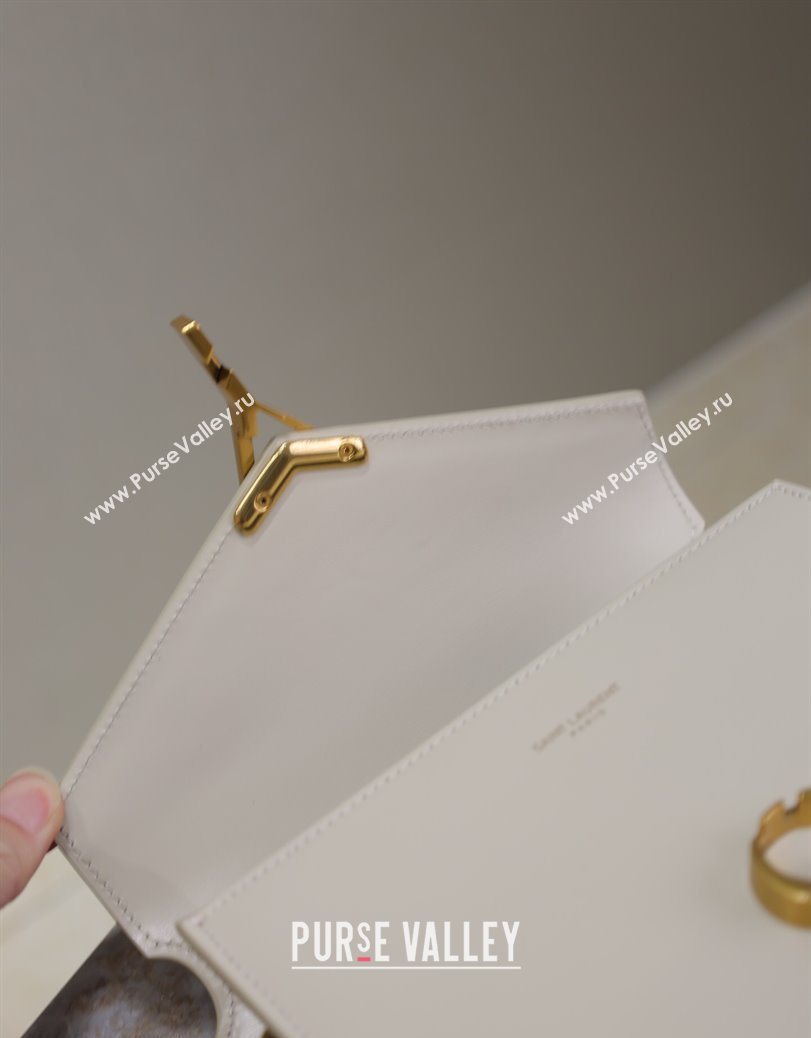 Saint Laurent Cassandre Mini Bag in Box Leather White 2025 602716 (YY-250801093)