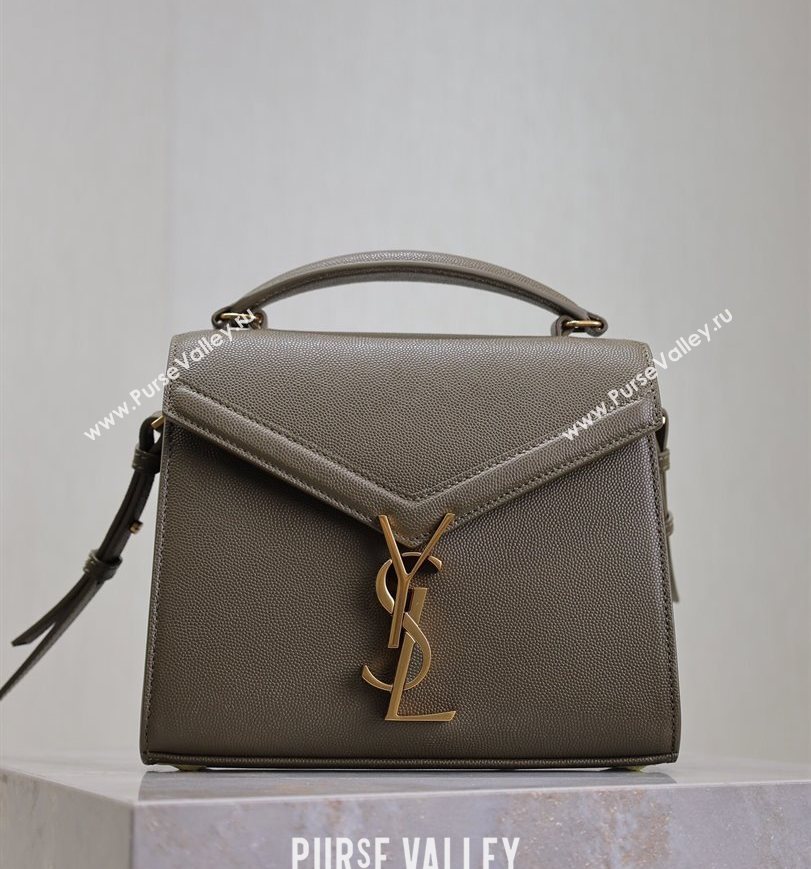Saint Laurent Cassandre Mini Bag in Grained Leather Olive Green 2025 602716 (YY-250801094)