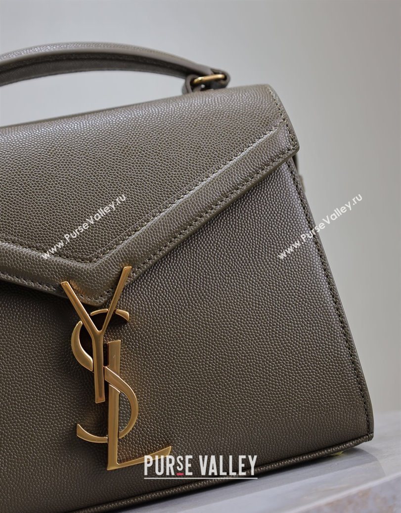 Saint Laurent Cassandre Mini Bag in Grained Leather Olive Green 2025 602716 (YY-250801094)