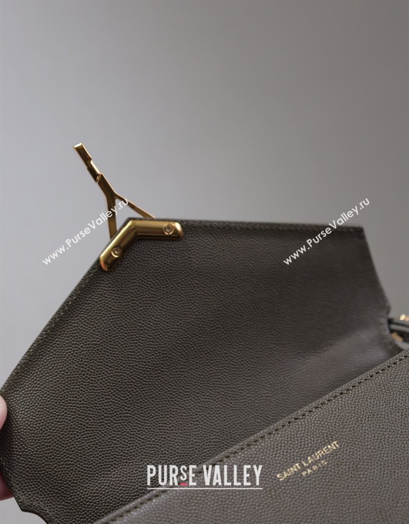 Saint Laurent Cassandre Mini Bag in Grained Leather Olive Green 2025 602716 (YY-250801094)