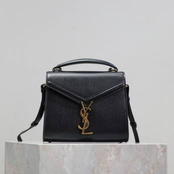 Saint Laurent Cassandre Mini Bag in Grained Leather Black 2025 602716 (YY-250801095)