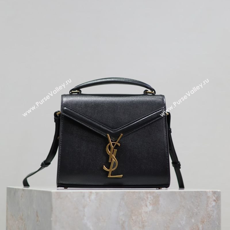 Saint Laurent Cassandre Mini Bag in Grained Leather Black 2025 602716 (YY-250801095)