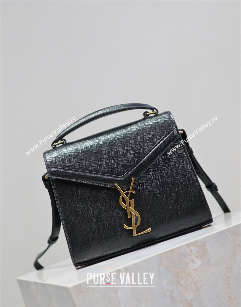 Saint Laurent Cassandre Mini Bag in Grained Leather Black 2025 602716 (YY-250801095)