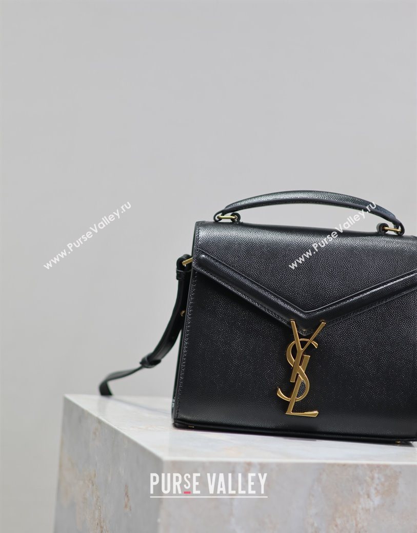 Saint Laurent Cassandre Mini Bag in Grained Leather Black 2025 602716 (YY-250801095)