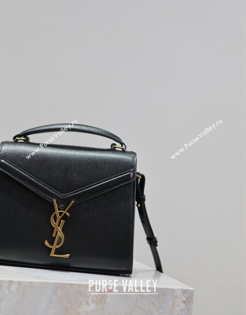 Saint Laurent Cassandre Mini Bag in Grained Leather Black 2025 602716 (YY-250801095)