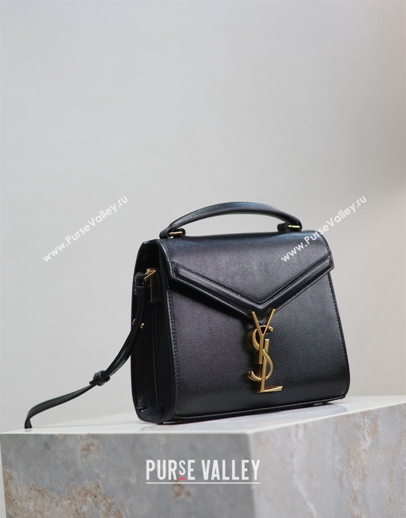 Saint Laurent Cassandre Mini Bag in Grained Leather Black 2025 602716 (YY-250801095)
