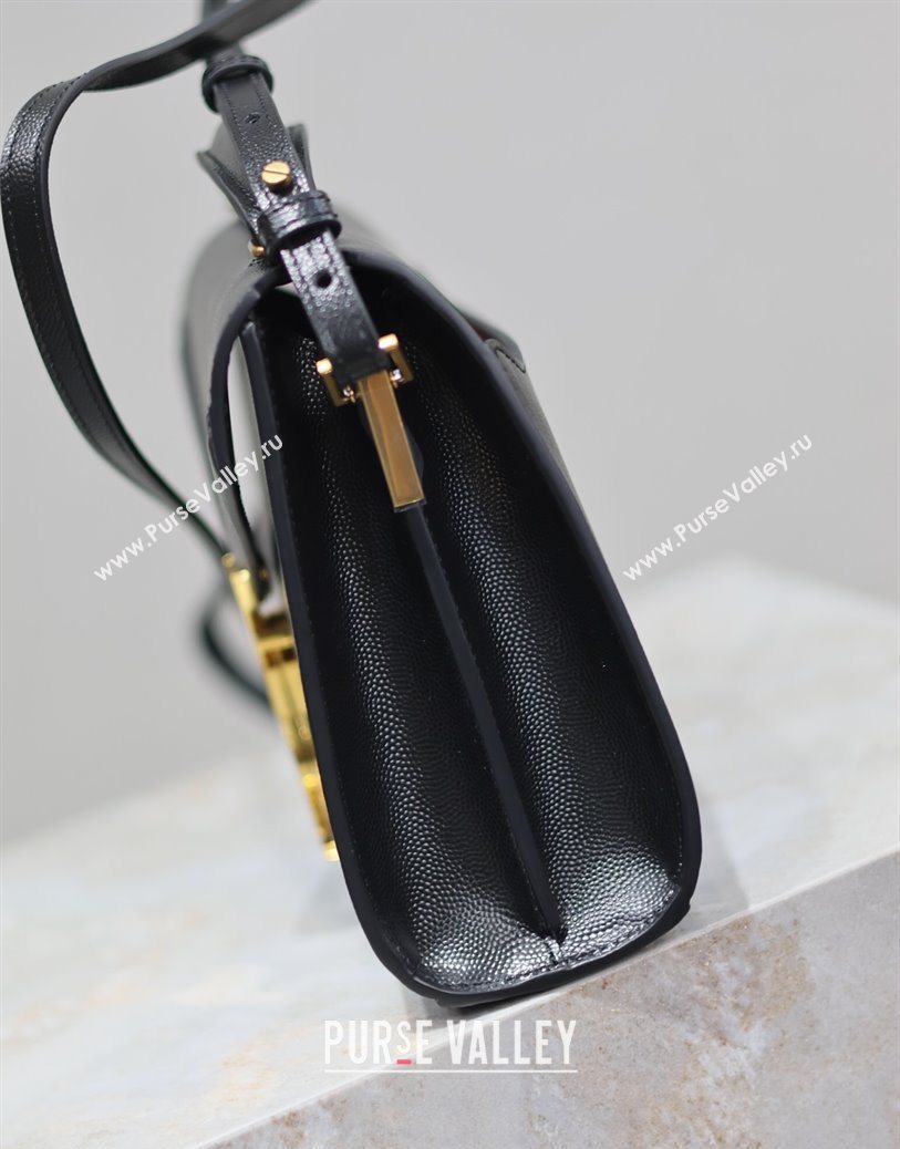 Saint Laurent Cassandre Mini Bag in Grained Leather Black 2025 602716 (YY-250801095)