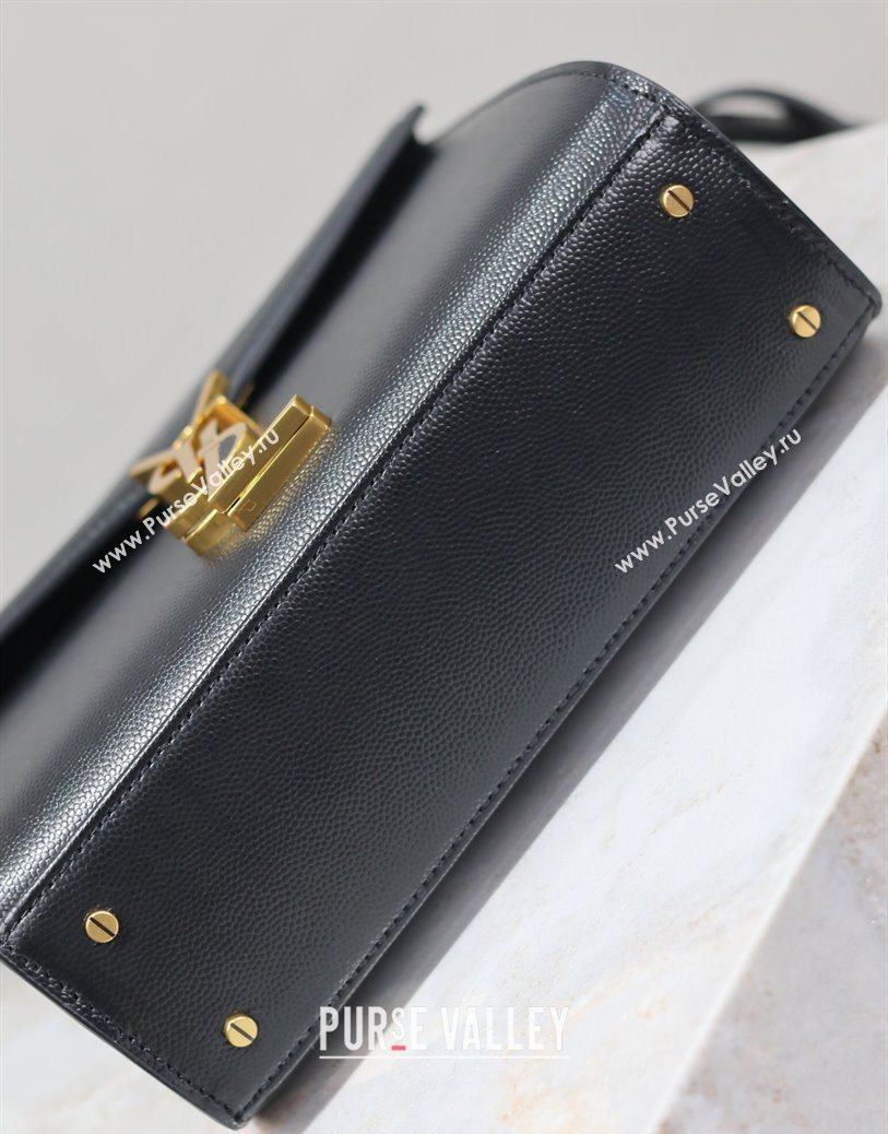 Saint Laurent Cassandre Mini Bag in Grained Leather Black 2025 602716 (YY-250801095)