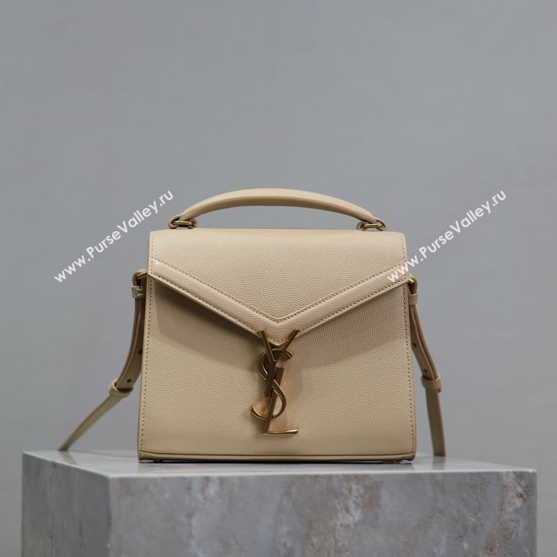 Saint Laurent Cassandre Mini Bag in Grained Leather Apricot 2025 602716 (YY-250801096)