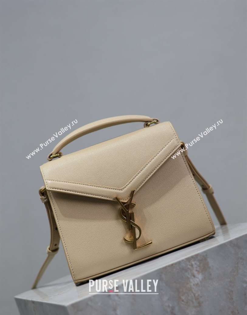 Saint Laurent Cassandre Mini Bag in Grained Leather Apricot 2025 602716 (YY-250801096)