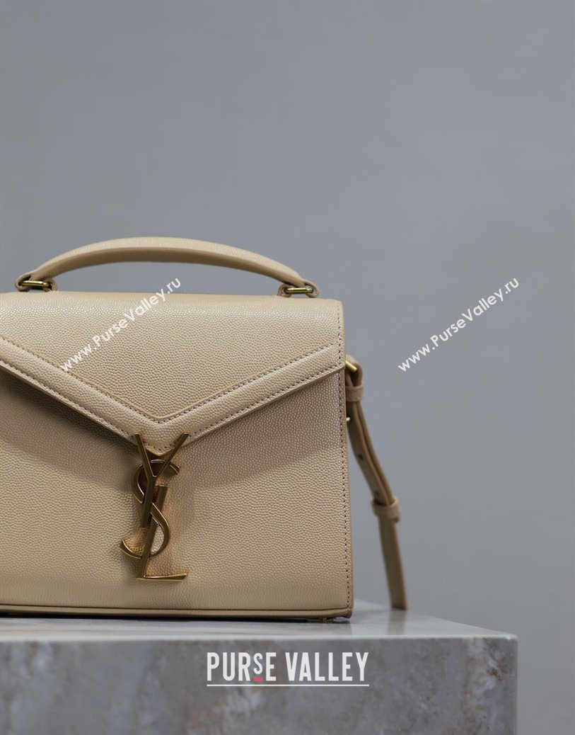 Saint Laurent Cassandre Mini Bag in Grained Leather Apricot 2025 602716 (YY-250801096)