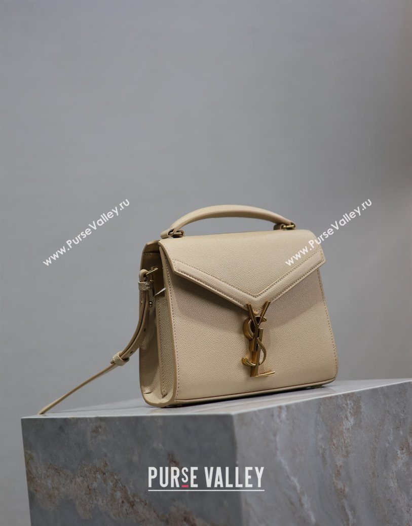 Saint Laurent Cassandre Mini Bag in Grained Leather Apricot 2025 602716 (YY-250801096)