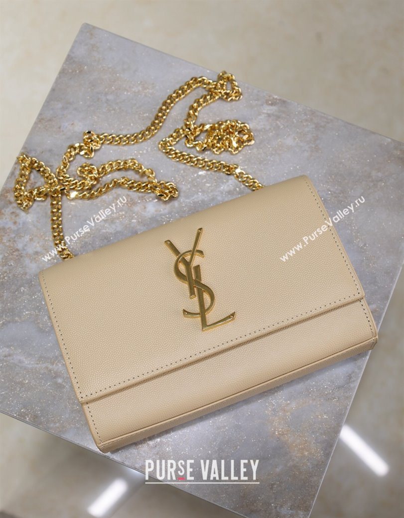 Saint Laurent Kate Small Chain Bag in Grained Leather 469390 Apricot 2025 (YY-250801107)