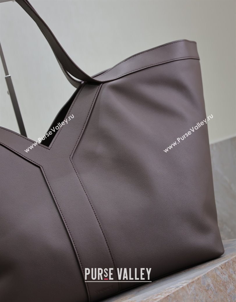 Saint Laurent Y Tote Bag in Leather Coffee 2025 817602 (YY-250802023)