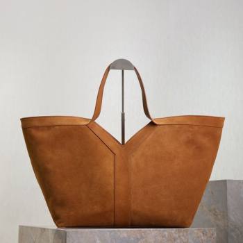 Saint Laurent Y Tote Bag in Suede Brown2 2025 817602 (YY-250802024)
