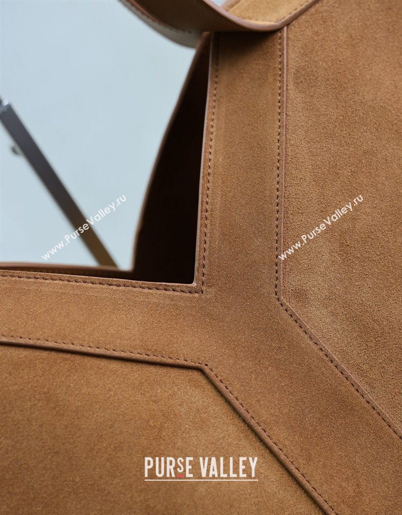Saint Laurent Y Tote Bag in Suede Brown2 2025 817602 (YY-250802024)