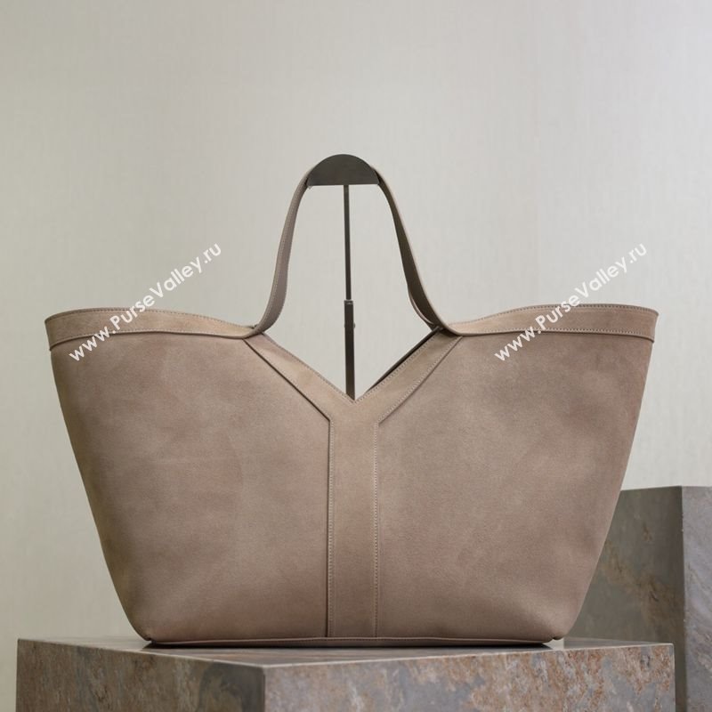 Saint Laurent Y Tote Bag in Suede Grey 2025 817602 (YY-250802025)