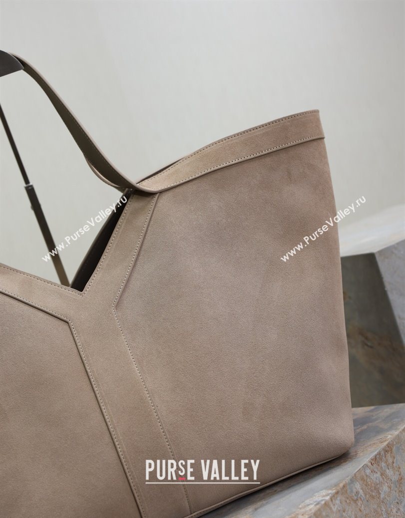 Saint Laurent Y Tote Bag in Suede Grey 2025 817602 (YY-250802025)