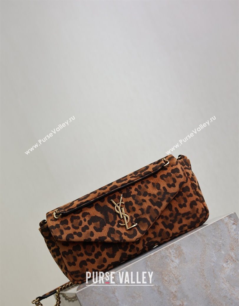 Saint Laurent Calypso Small Bag in Leopard Print Canvas 734153 Brown 2025 (YY-250802027)