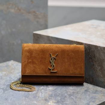 Saint Laurent Kate Medium Chain Bag in Suede 364021 Clay Yellow 2025 (YY-250801113)