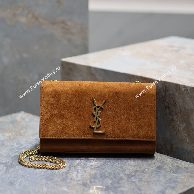 Saint Laurent Kate Medium Chain Bag in Suede 364021 Clay Yellow 2025 (YY-250801113)