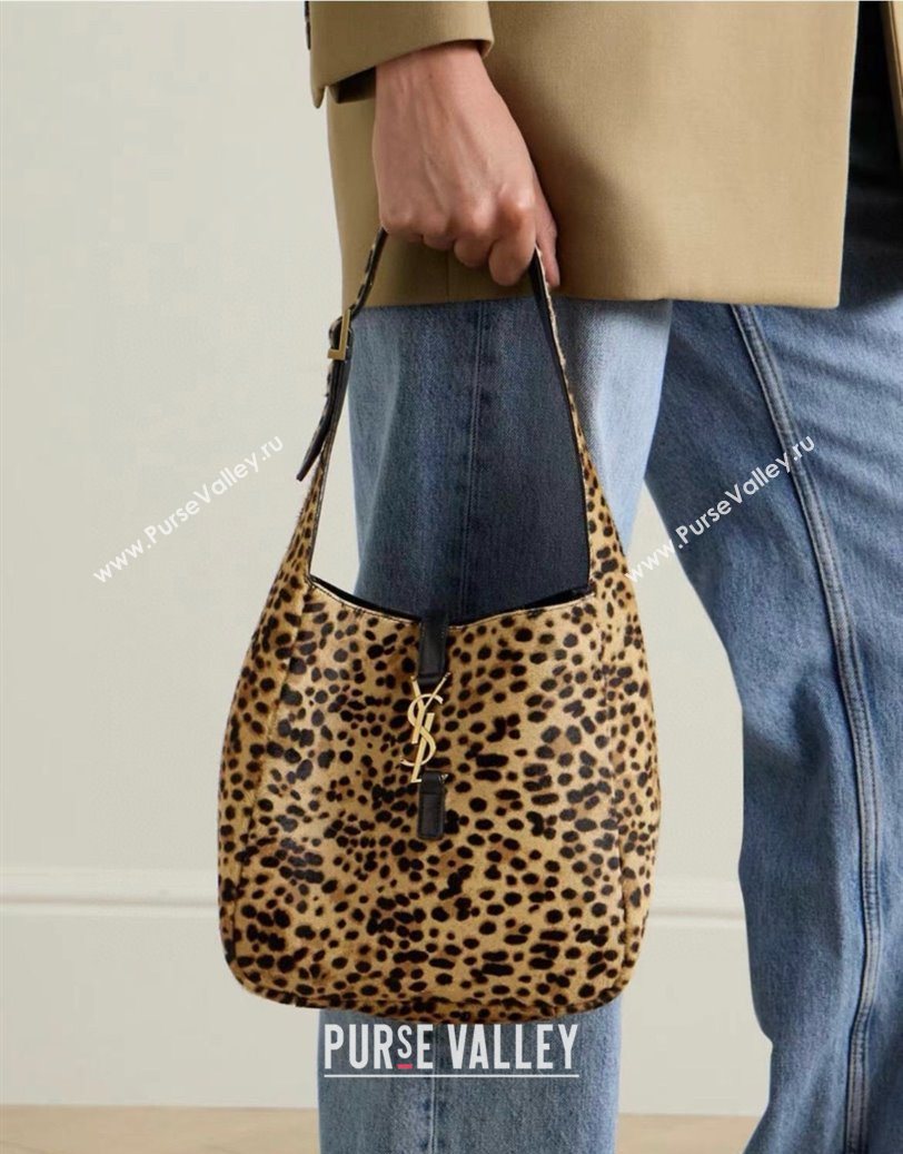 Saint Laurent LE 5 À 7 Supple Small Hobo Bag in Leopard Print Pony Hair 2025 713938 (YY-250802029)
