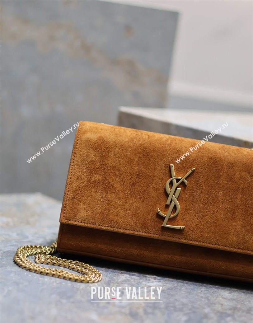 Saint Laurent Kate Medium Chain Bag in Suede 364021 Clay Yellow 2025 (YY-250801113)