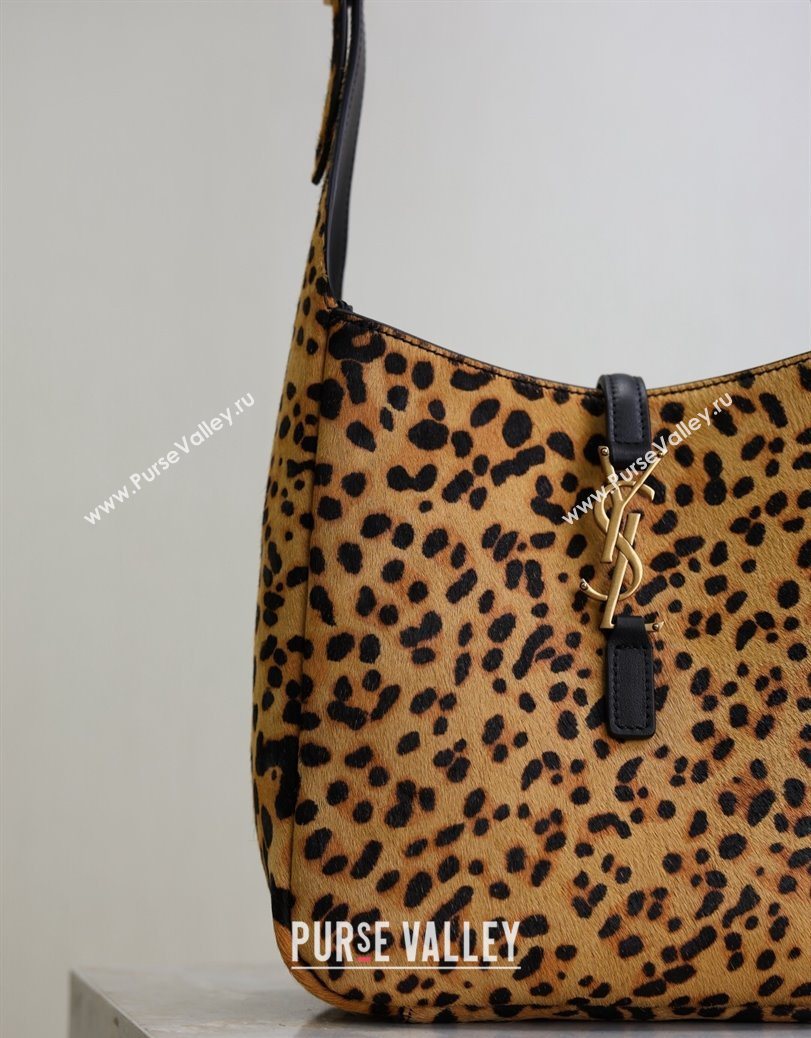 Saint Laurent LE 5 À 7 Supple Small Hobo Bag in Leopard Print Pony Hair 2025 713938 (YY-250802029)