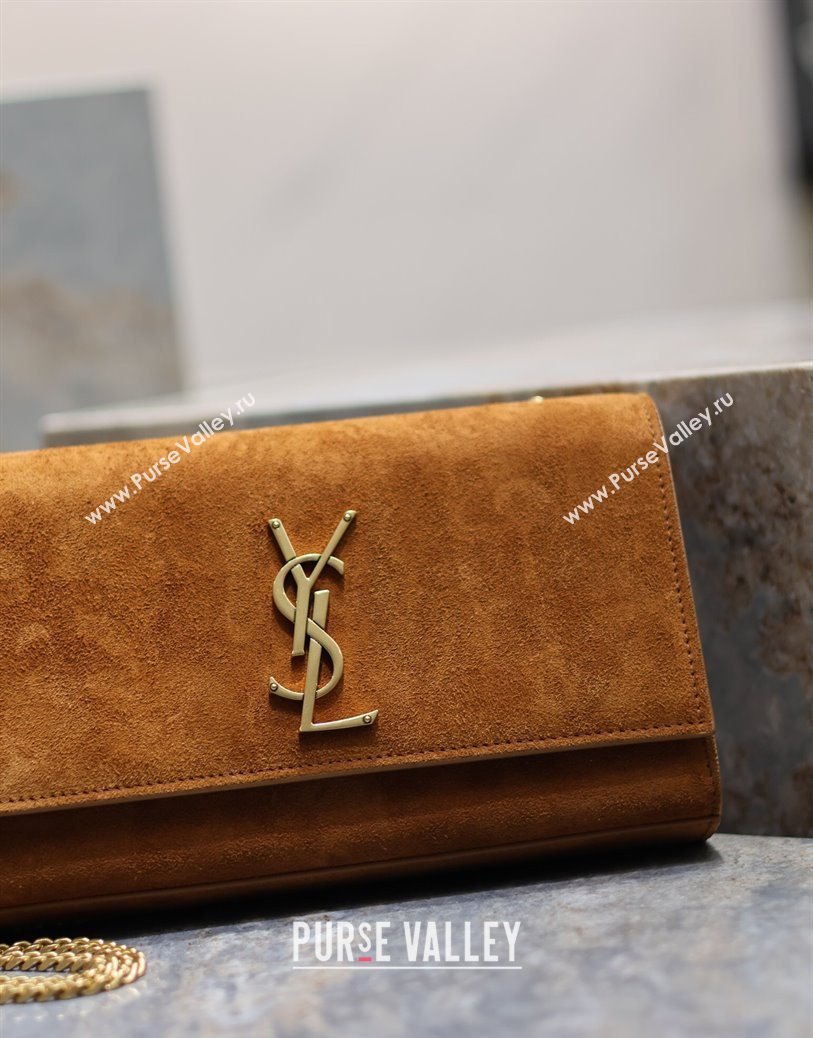 Saint Laurent Kate Medium Chain Bag in Suede 364021 Clay Yellow 2025 (YY-250801113)