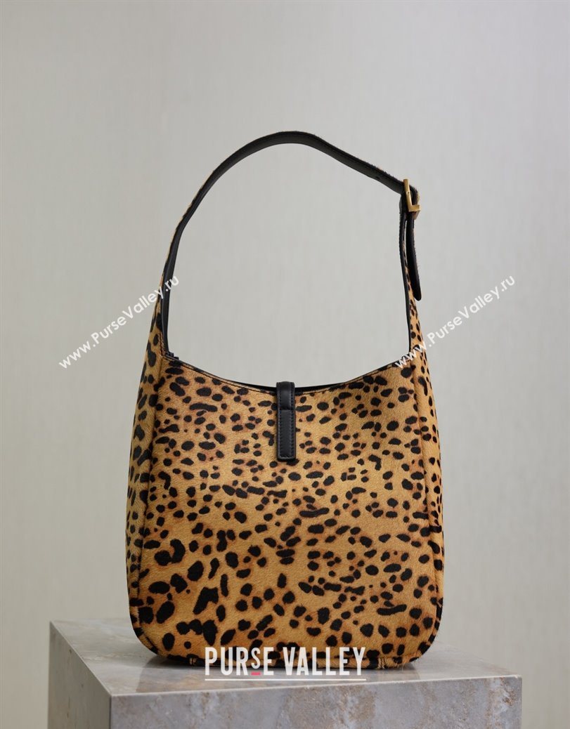 Saint Laurent LE 5 À 7 Supple Small Hobo Bag in Leopard Print Pony Hair 2025 713938 (YY-250802029)
