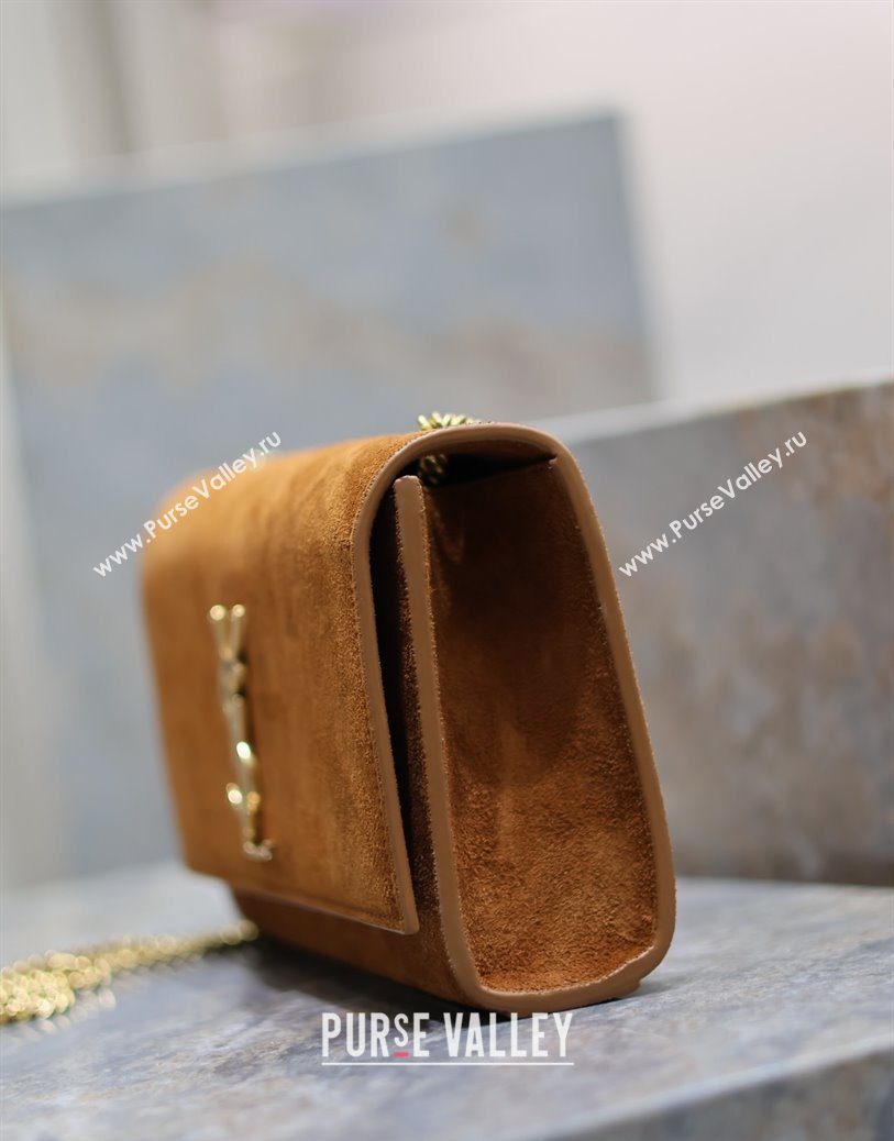 Saint Laurent Kate Medium Chain Bag in Suede 364021 Clay Yellow 2025 (YY-250801113)