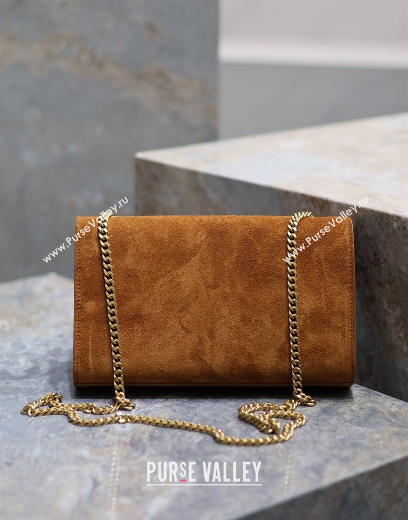 Saint Laurent Kate Medium Chain Bag in Suede 364021 Clay Yellow 2025 (YY-250801113)