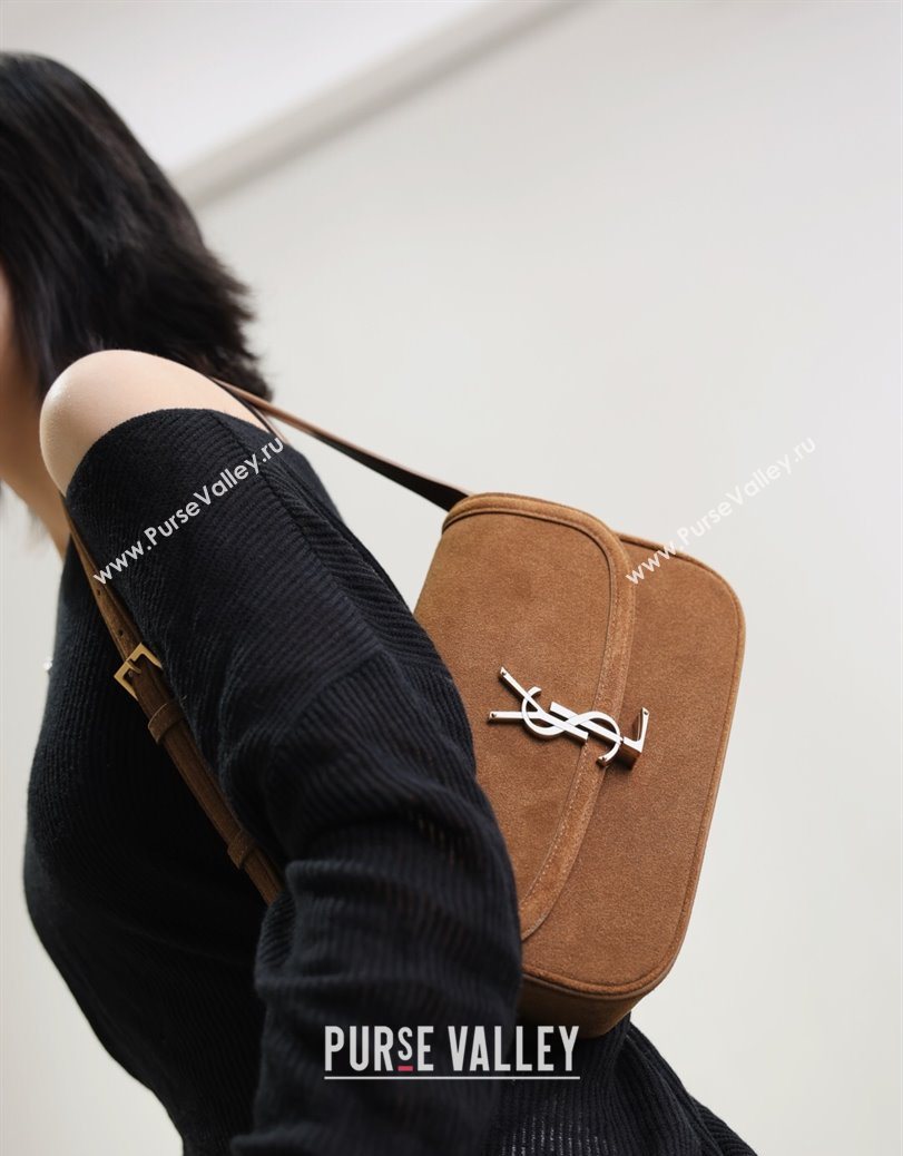Saint Laurent Solferino Medium Bag in Suede Cognac Brown 2025 8323300 (YY-250801050)