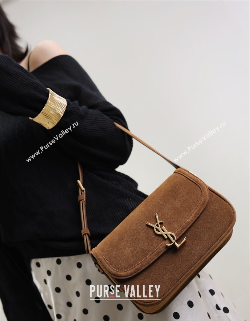Saint Laurent Solferino Medium Bag in Suede Cognac Brown 2025 8323300 (YY-250801050)