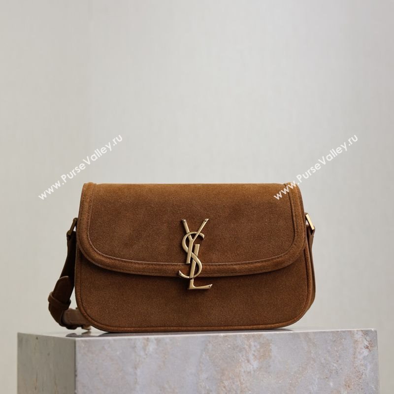 Saint Laurent Solferino Medium Bag in Suede Cognac Brown 2025 8323300 (YY-250801050)
