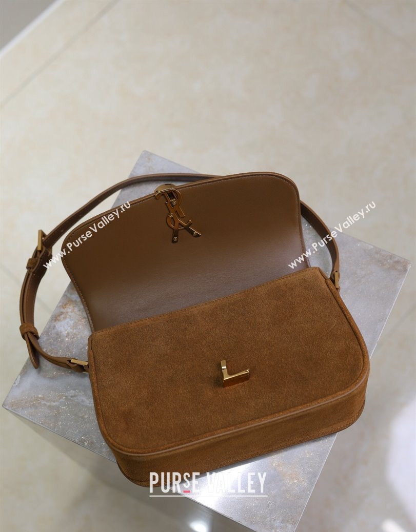 Saint Laurent Solferino Medium Bag in Suede Cognac Brown 2025 8323300 (YY-250801050)