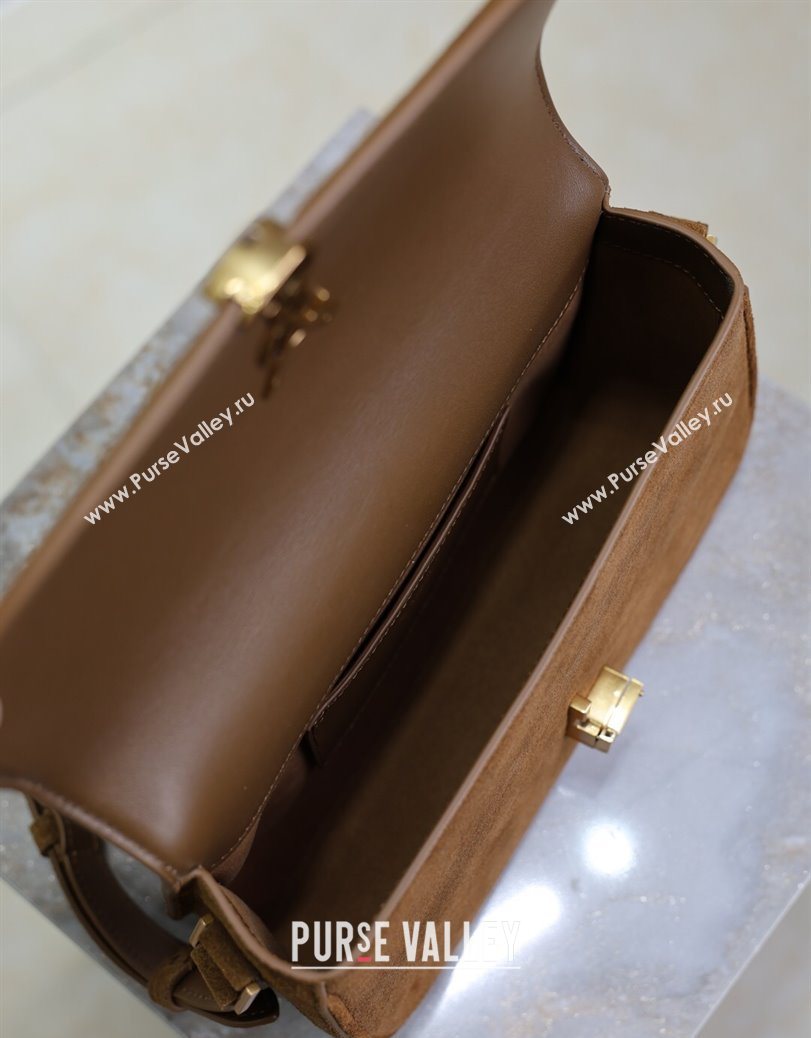 Saint Laurent Solferino Medium Bag in Suede Cognac Brown 2025 8323300 (YY-250801050)